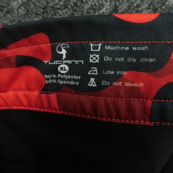 Tucann Swim Shorts Mens Extra Large Red Black Camo Lined Trunks Stretch XL - Picture 3 of 9